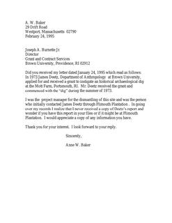 Mott House: Baker Correspondence to Brown University Grants Office